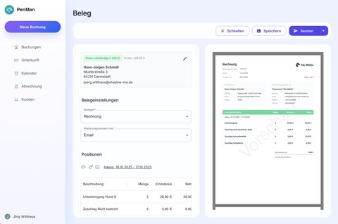Rechnungserstellung für Tierpensionen