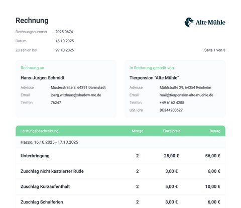 Buchungsübersicht Feature 1